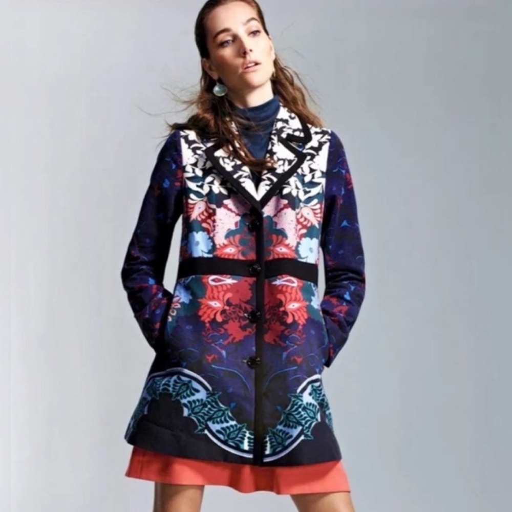 Rare Anthropologie Elevenses Floral Coat Size 6
